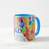 熱気球カラフル水色絵画マグカップ マグカップ (正面右)