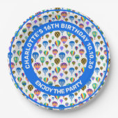 熱気球カラフル画像のパターン ペーパープレート (正面)