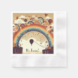 熱気球カラフル 縁ありカクテルナプキン