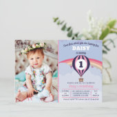 熱気球ガールズ1st誕生日の招待 招待状 (スタンド正面)