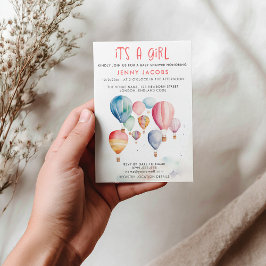 熱気球ガールベイビーシャワー 招待状