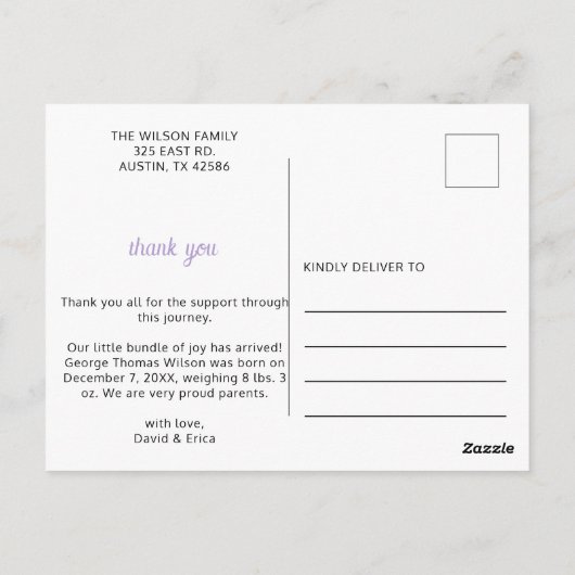 熱気球ガール写真誕生発表 ポストカード (裏面)