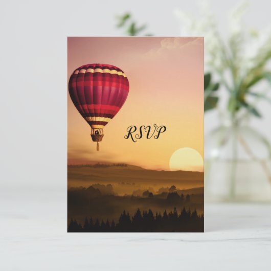 熱気球サンセットウェディングRSVPカード 招待状 (スタンド正面)