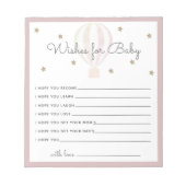 熱気球シャワー希望のベビーピンク ノートパッド (正面)