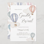 熱気球ジェンダーがパステルカラーを明らかにする 招待状 (正面/裏面)