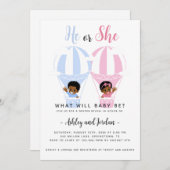 熱気球ジェンダーの暴露招待状 招待状 (正面/裏面)