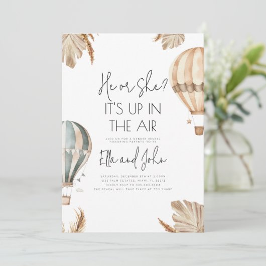 熱気球ジェンダーリビールパーティの招待状 招待状 (スタンド正面)