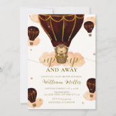 熱気球ジャングルライオンボーイ赤ちゃんシャワー 招待状 (正面)