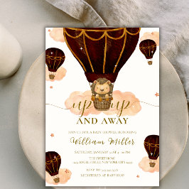 熱気球ジャングルライオンボーイ赤ちゃんシャワー 招待状