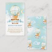 熱気球ジャングル動物の少年が本を持ってくる エンクロージャーカード (正面/裏面)