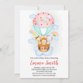 熱気球ジャングル動物の赤ちゃんシャワーが侵入 招待状 (正面)