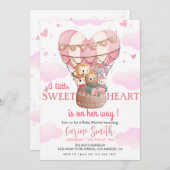 熱気球ジャングル動物の赤ちゃんシャワー 招待状 (正面/裏面)