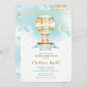 熱気球テディベアベビーシャワーボーイ 招待状 (正面/裏面)