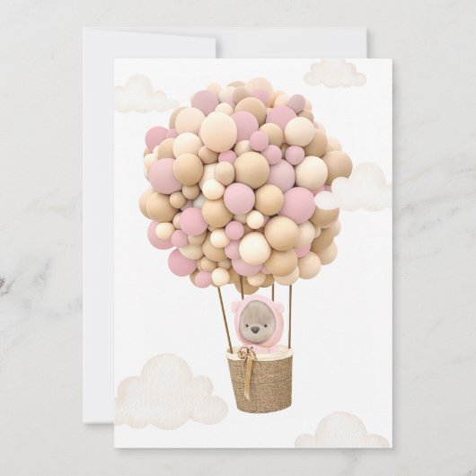 熱気球テディベア赤ちゃんシャワー招待状 招待状 (裏面)