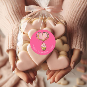 熱気球ハッピーバレンタインデー ラウンドシール