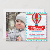 熱気球バースデーパーティーフォト招待状 招待状 (正面)