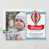 熱気球バースデーパーティーフォト招待状 招待状 (正面/裏面)