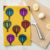 熱気球パターン（の模様が）ある球 キッチンタオル (四つ折り)