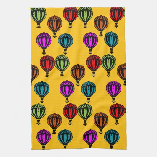 熱気球パターン（の模様が）ある球 キッチンタオル (縦)