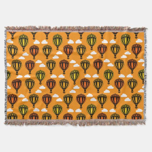熱気球パターン(の模様が)ある球 スローブランケット (正面)