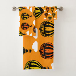 熱気球パターン(の模様が)ある球 バスタオルセット