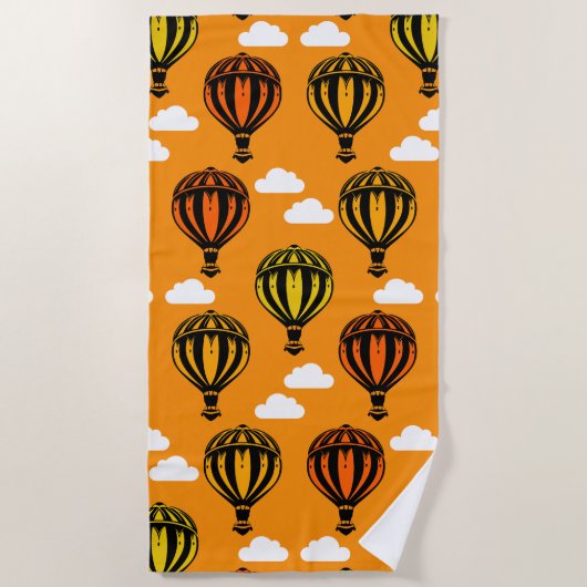 熱気球パターン（の模様が）ある球 ビーチタオル (正面)