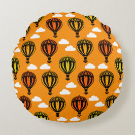 熱気球パターン(の模様が)ある球 ラウンドクッション