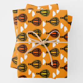 熱気球パターン(の模様が)ある球 ラッピングペーパーシート