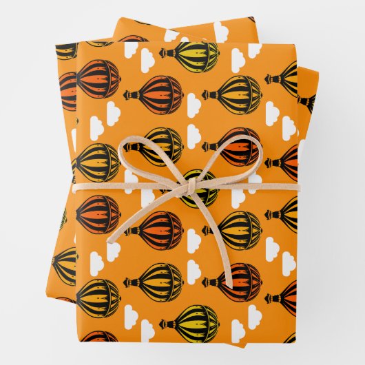 熱気球パターン(の模様が)ある球 ラッピングペーパーシート (インサイチュ)