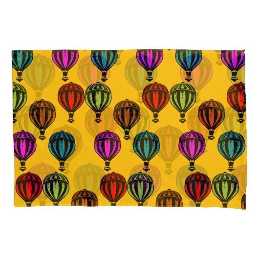 熱気球パターン（の模様が）ある球 枕カバー (正面)