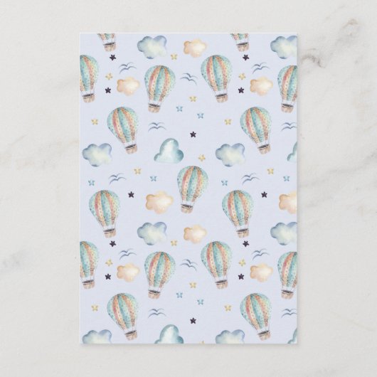 熱気球パーティーがベビーアドバイスカードを希望 エンクロージャーカード (裏面)