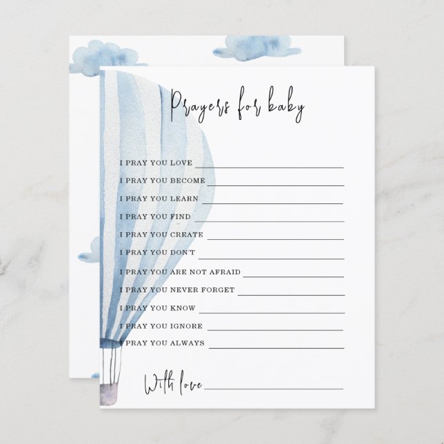 熱気球パーティーゲーム |ベビーの祈りの言葉 (正面/裏面)