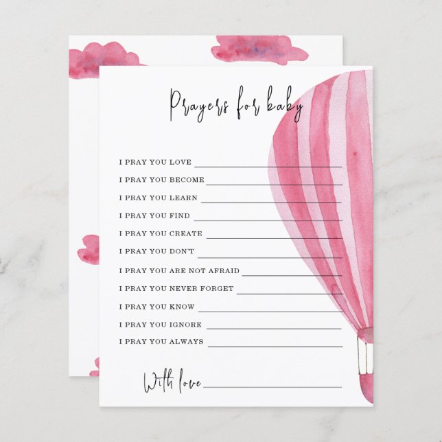 熱気球パーティーゲーム |ベビーの祈りの言葉 (正面/裏面)