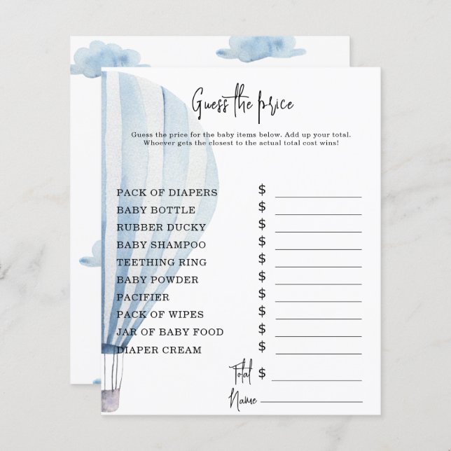 熱気球パーティーゲーム |価格推測ゲーム (正面/裏面)