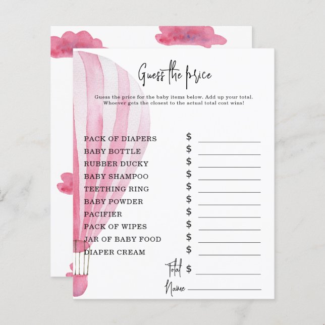 熱気球パーティーゲーム |価格推測ゲーム (正面/裏面)