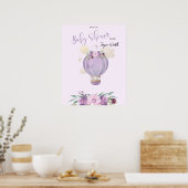 熱気球パープルゾウ歓迎サイン ポスター (キッチン)