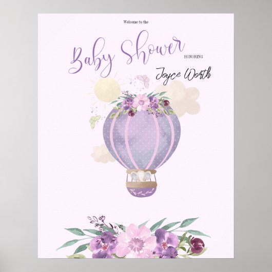 熱気球パープルゾウ歓迎サイン ポスター (正面)