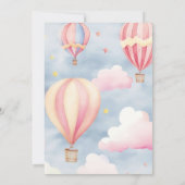 熱気球ピンクの女の子ベビーシャワー 招待状 (裏面)