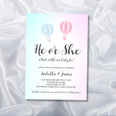 熱気球ピンクブルーかわいいジェンダーの明け方 招待状