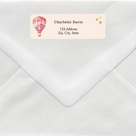 熱気球ピンク差出人住所 ラベル