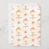 熱気球ピンク金ゴールド黄色の矢印バラ 招待状 (裏面)