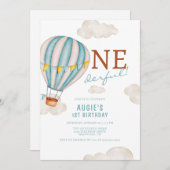 熱気球ファースト誕生日 招待状 (正面/裏面)