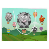 熱気球ファームアニマルパーソナライズされたツ ラージペーパーバッグ (裏面)