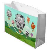 熱気球ファームアニマルパーソナライズされたツ ラージペーパーバッグ (裏面アングル)