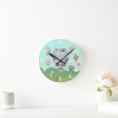 熱気球ファーム動物キッズ ラウンド壁時計 (ホーム)