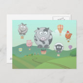 熱気球ファーム動物 ポストカード (正面/裏面)