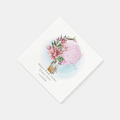 熱気球フローラパーソナライズされた誕生日 スタンダードカクテルナプキン (角)