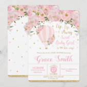 熱気球フローラベビーシャワー 招待状 (正面/裏面)