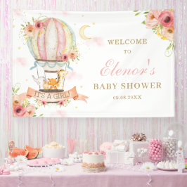 熱気球フローラ動物ベビーシャワー背景 横断幕