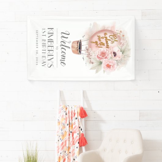 熱気球フローラ誕生日パーティーへようこそ 横断幕 (インサイチュ)